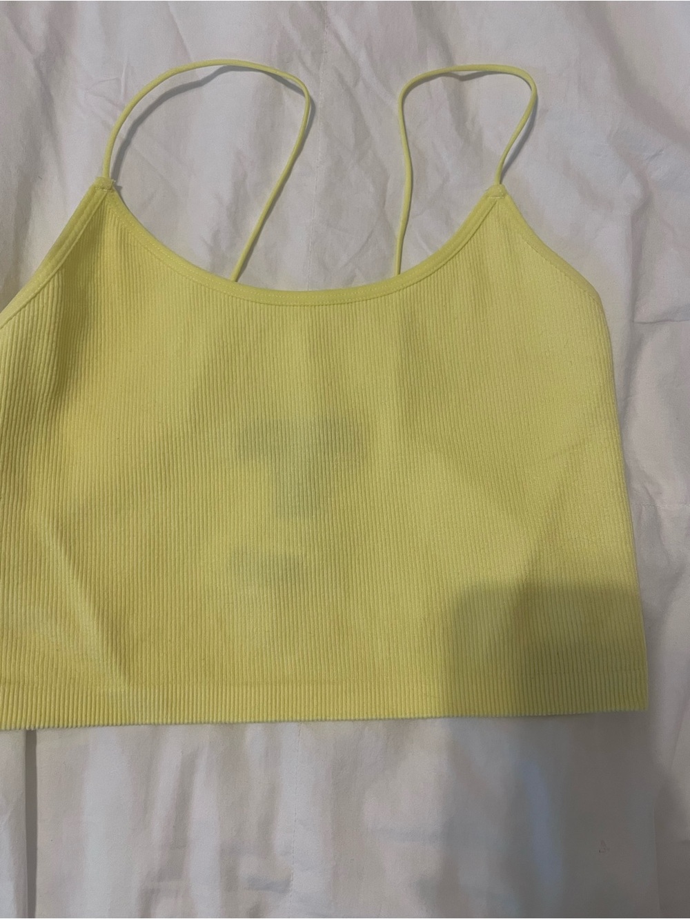 Essentials Yellow Ribbed Cami Crop Top